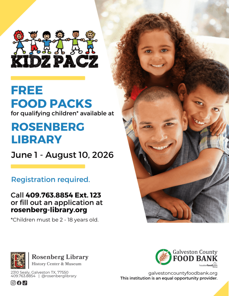 Free food packs for qualifying children ages 2 - 18 years old from June 1 - August 10, 2026. Registration is required.